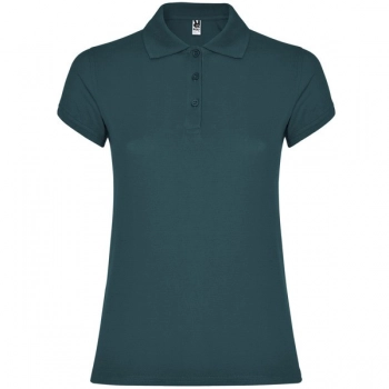 Damska koszulka polo z krótkim rękawem niebieska burzowa roz. 3XL