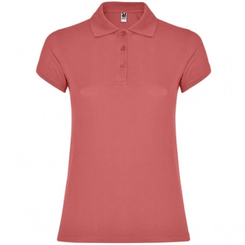 Damska koszulka polo z krótkim rękawem czerwona chryzantema roz. 2XL