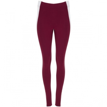 Sportowe legginsy damskie bordowe/białe roz. M