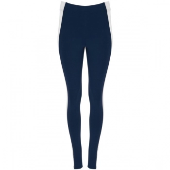 Sportowe legginsy damskie granatowe/białe dziecięce roz. 12