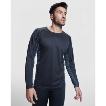 Dwukolorowy raglanowy t-shirt techniczny z długim rękawem roz. L/S