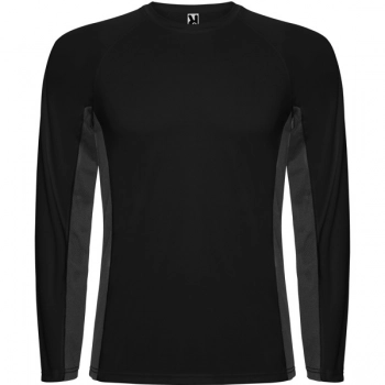 Dwukolorowy raglanowy t-shirt techniczny z długim rękawem czarny/ciemnografitowy roz. 2XL